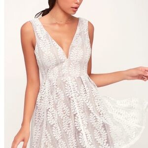 Lulu's Cream Sleeveless V-Neck Midi Sundress